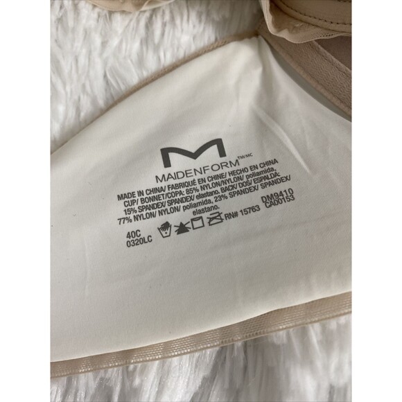 Maidenform T-shirt Bra Comfort Devotion Ultimate No-Show Demi Beige Size 40C - Picture 9 of 9